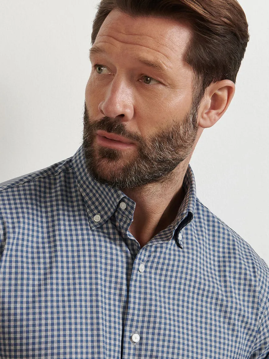 Peter Millar Conway Crown Lite Cotton-Stretch Sport Shirt in Gale Grey