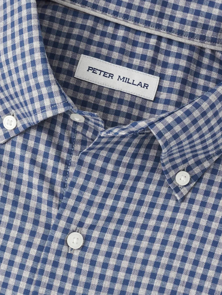 Peter Millar Conway Crown Lite Cotton-Stretch Sport Shirt in Gale Grey