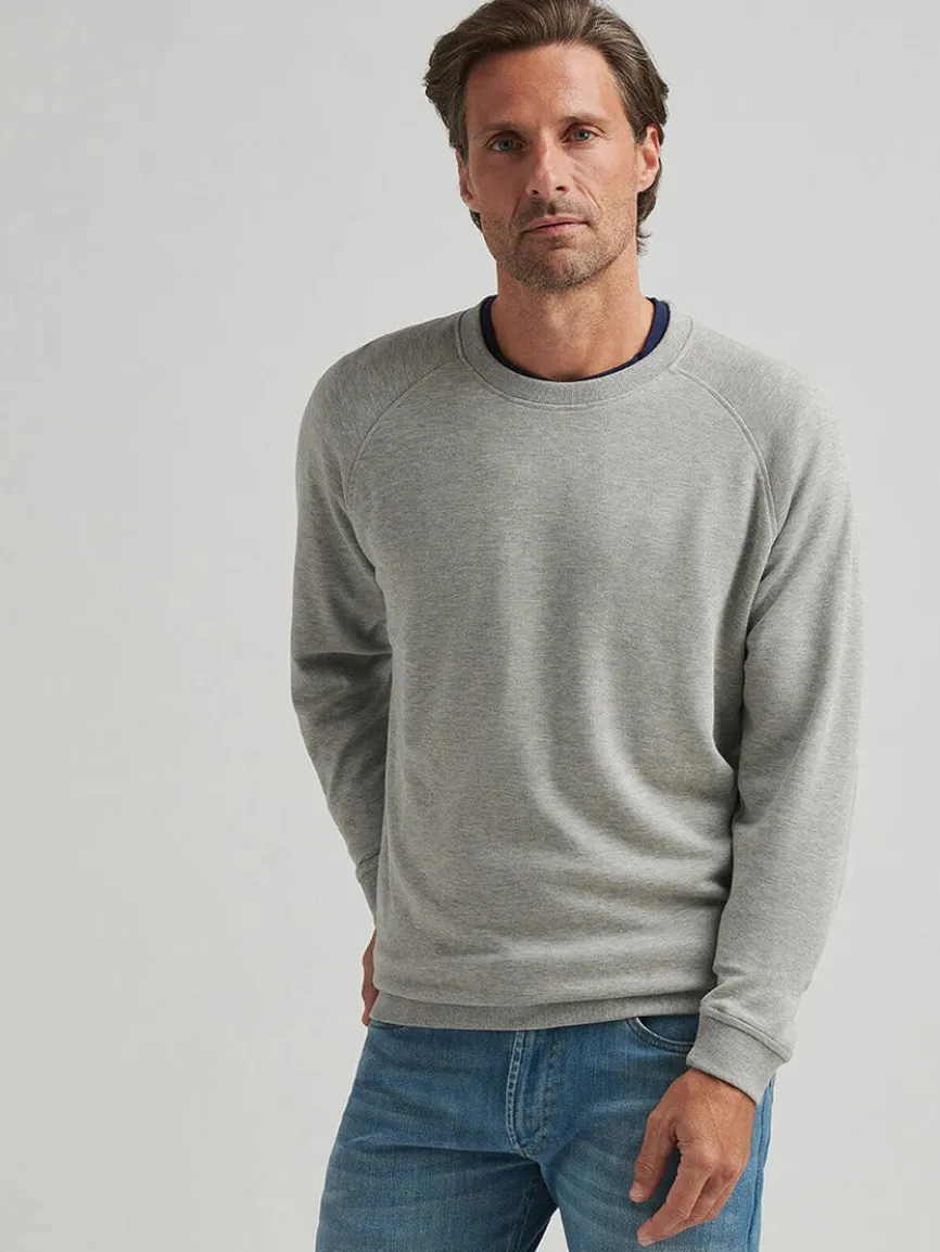 Peter Millar Crown Comfort Knit Crew in Light Grey