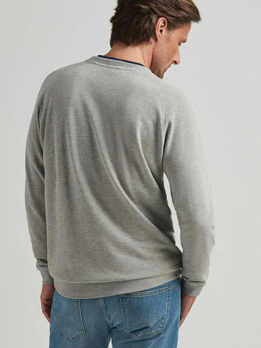 Peter Millar Crown Comfort Knit Crew in Light Grey