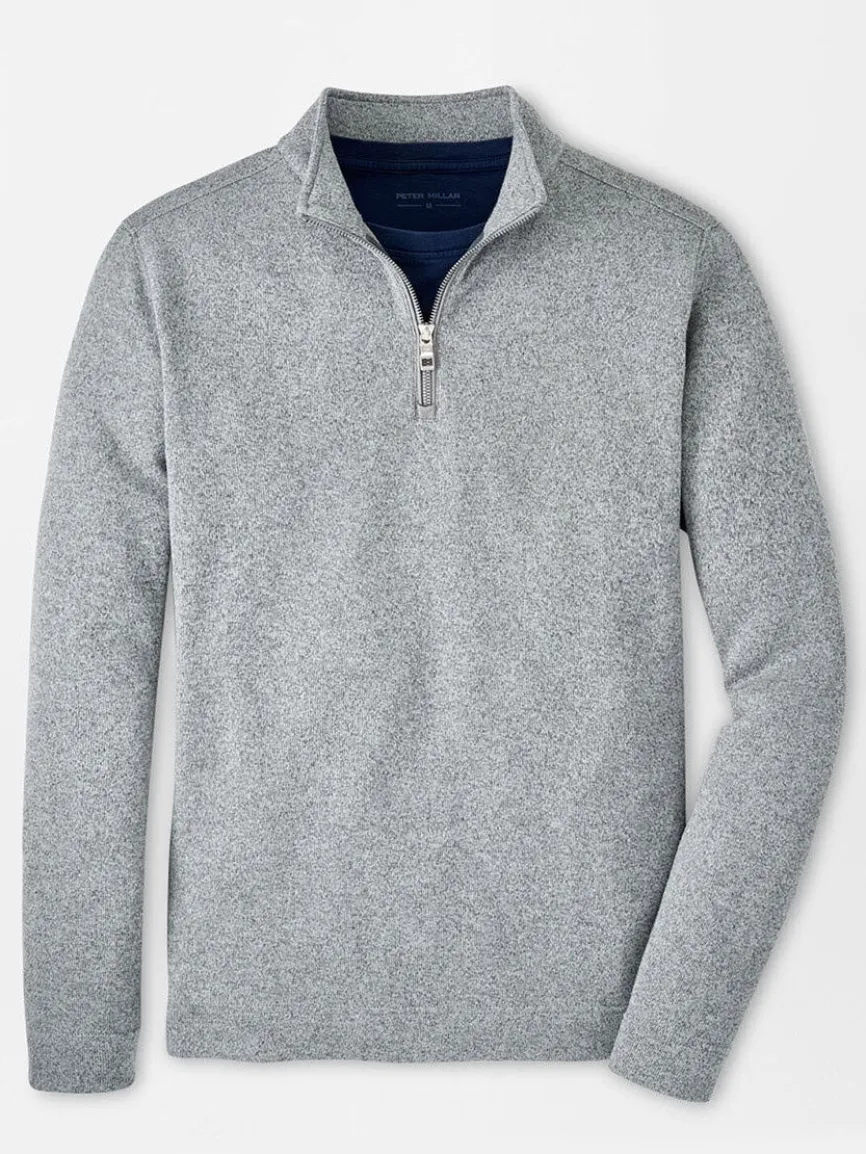 Peter Millar Crown Sweater Fleece Quarter-Zip in Gale Grey