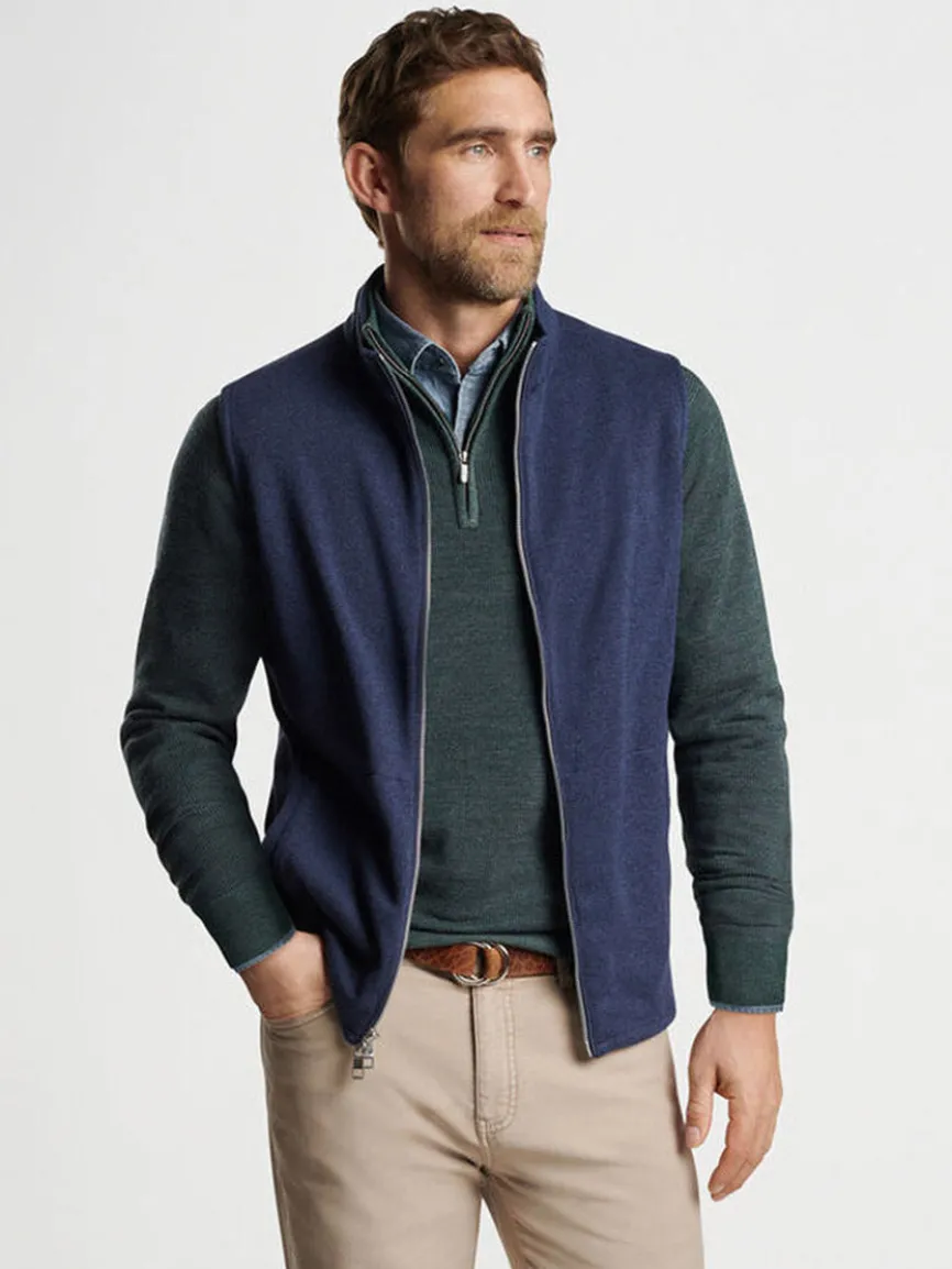 Peter Millar Crown Sweater Fleece Vest in Navy