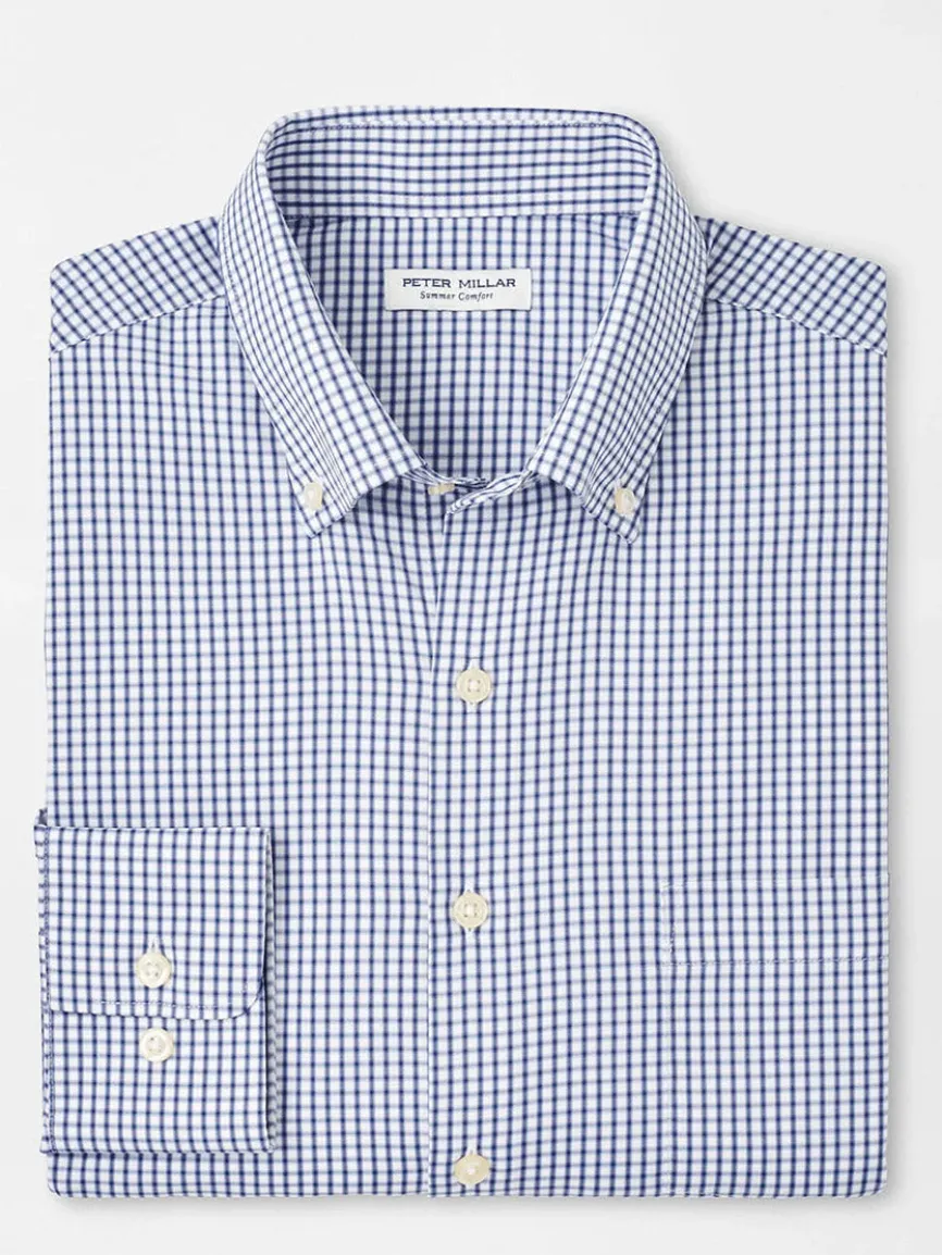 Peter Millar Derwent Performance Twill Sport Shirt in Sport Navy