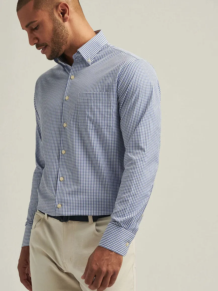 Peter Millar Derwent Performance Twill Sport Shirt in Sport Navy