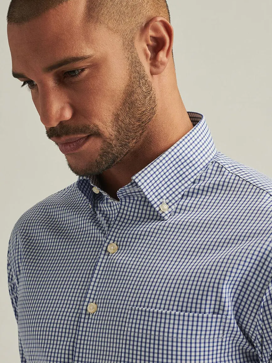 Peter Millar Derwent Performance Twill Sport Shirt in Sport Navy