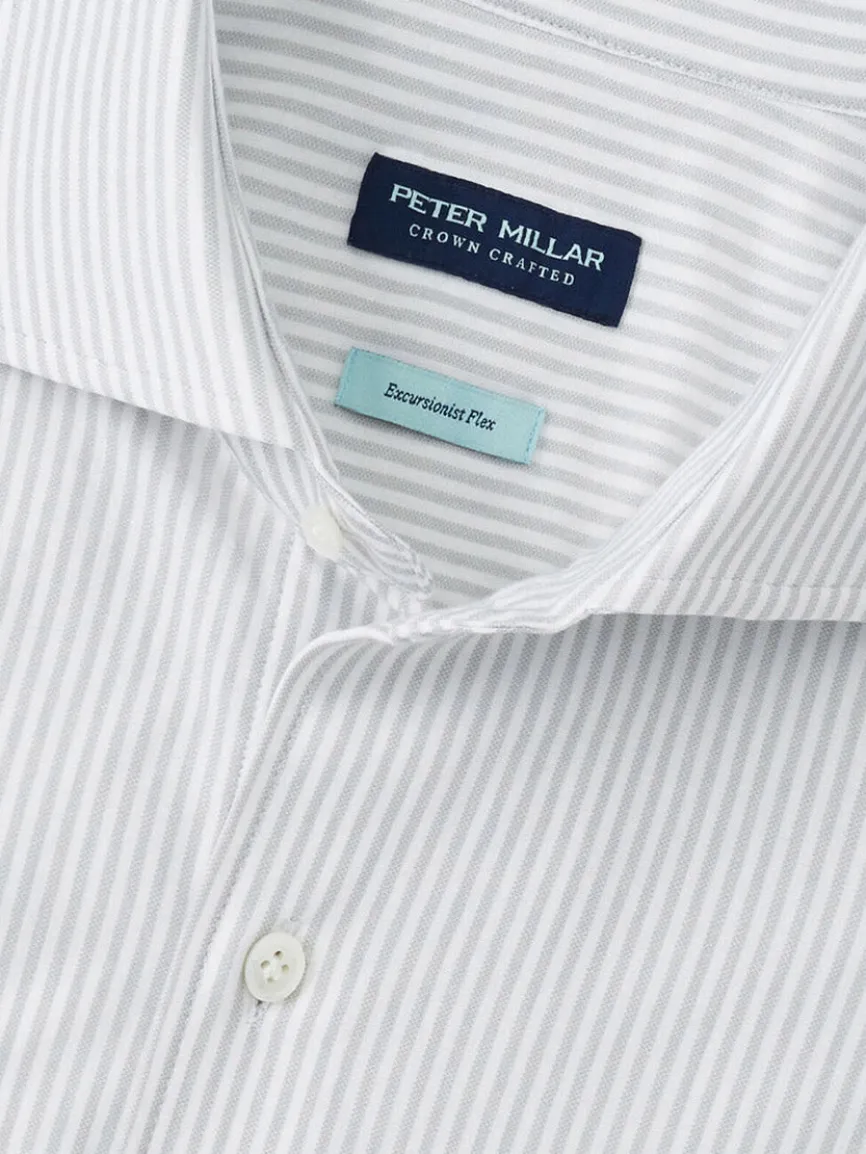 Peter Millar Excursionist Flex Stripe Sport Shirt in British Grey