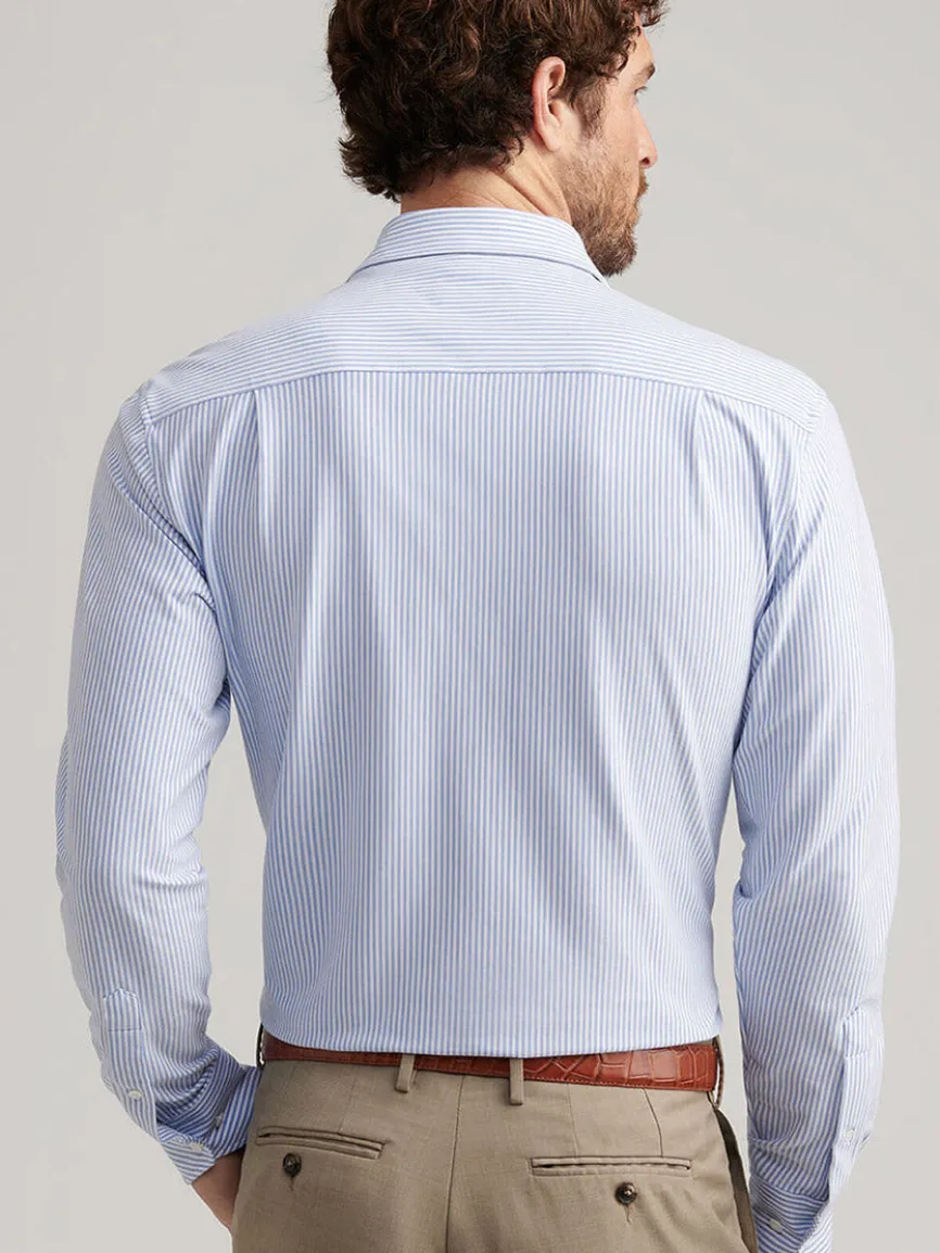 Peter Millar Excursionist Flex Stripe Sport Shirt in Rain Cloud