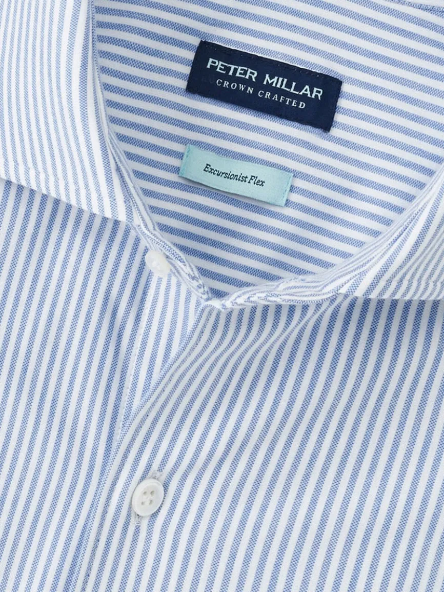 Peter Millar Excursionist Flex Stripe Sport Shirt in Rain Cloud