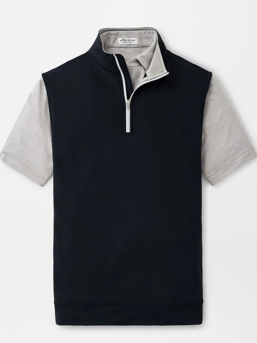 Peter Millar Galway Performance Quarter-Zip Vest in Black