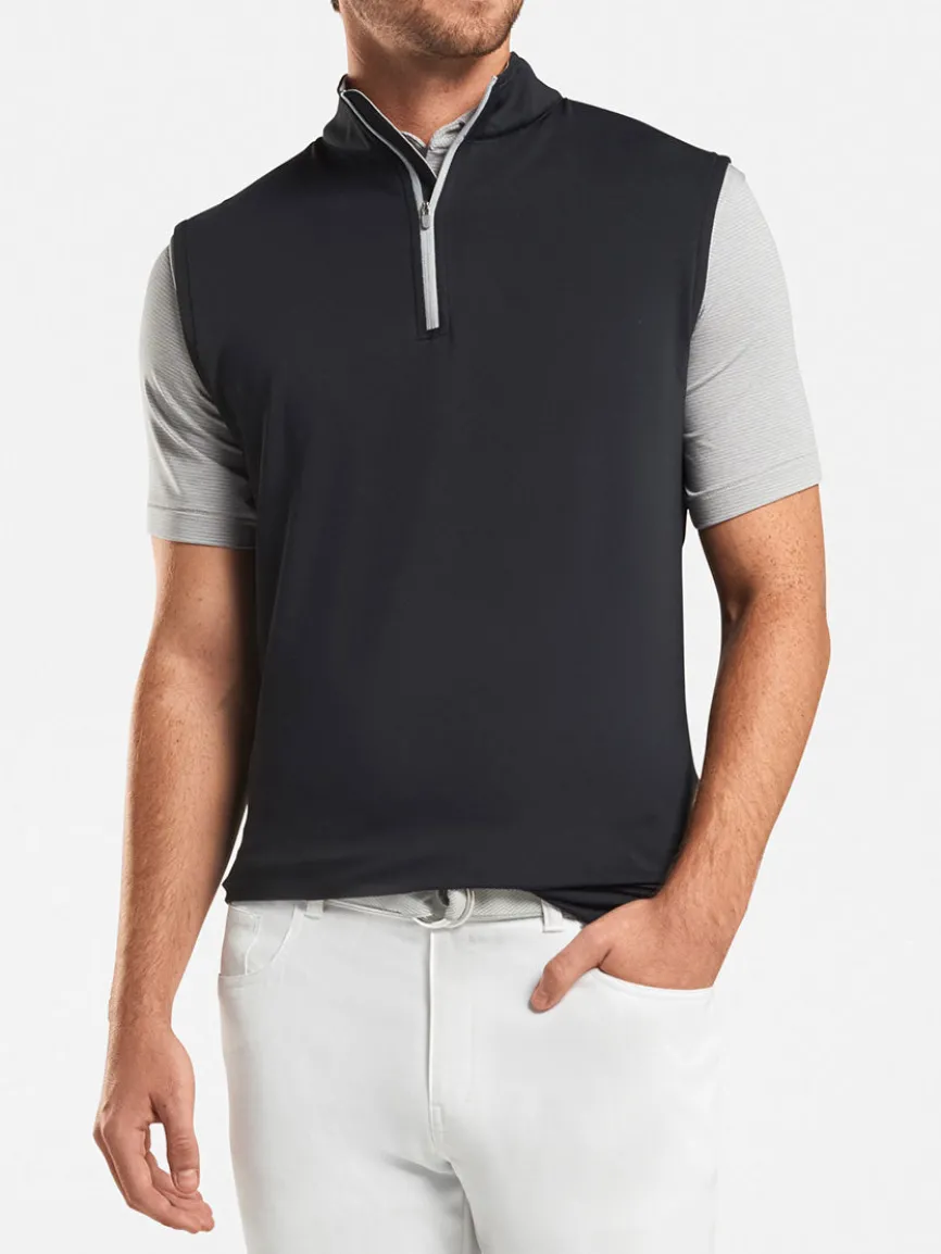 Peter Millar Galway Performance Quarter-Zip Vest in Black