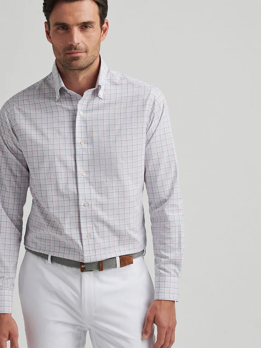 Peter Millar Getz Performance Poplin Sport Shirt in Navy