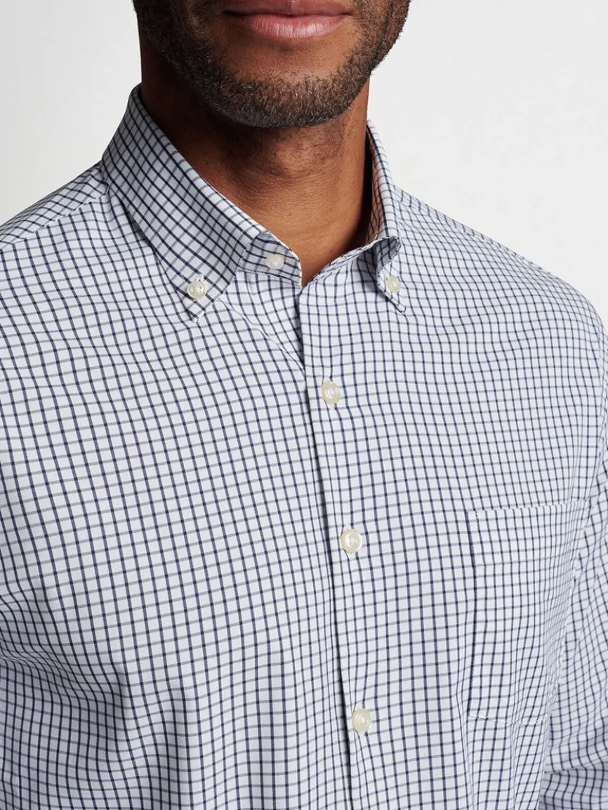 Peter Millar Hanford Performance Twill Sport Shirt in Navy
