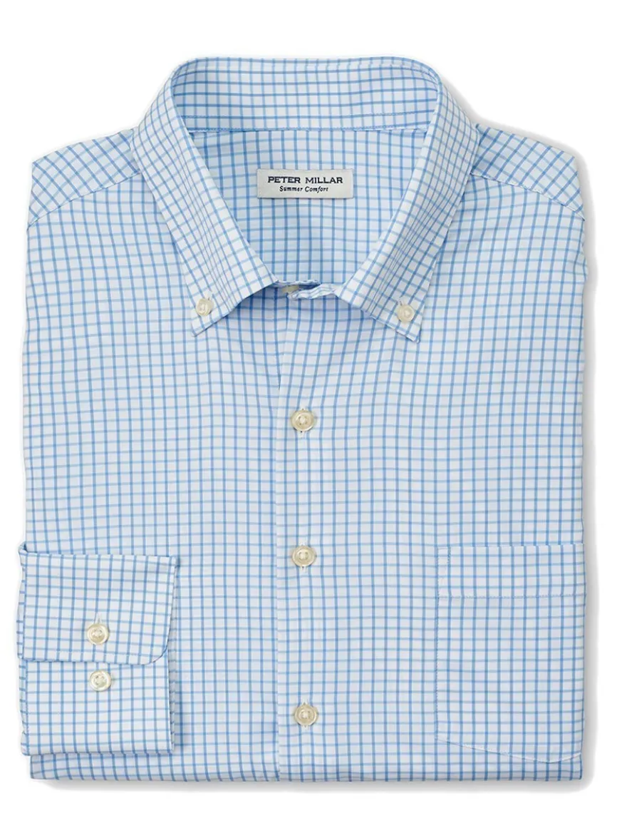 Peter Millar Hanford Performance Twill Sport Shirt in Cottage Blue
