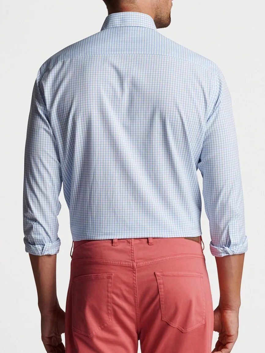 Peter Millar Hanford Performance Twill Sport Shirt in Cottage Blue
