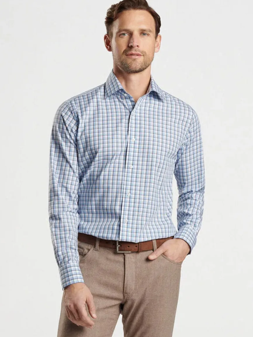Peter Millar Howgill Cotton Sport Shirt in Brook Blue