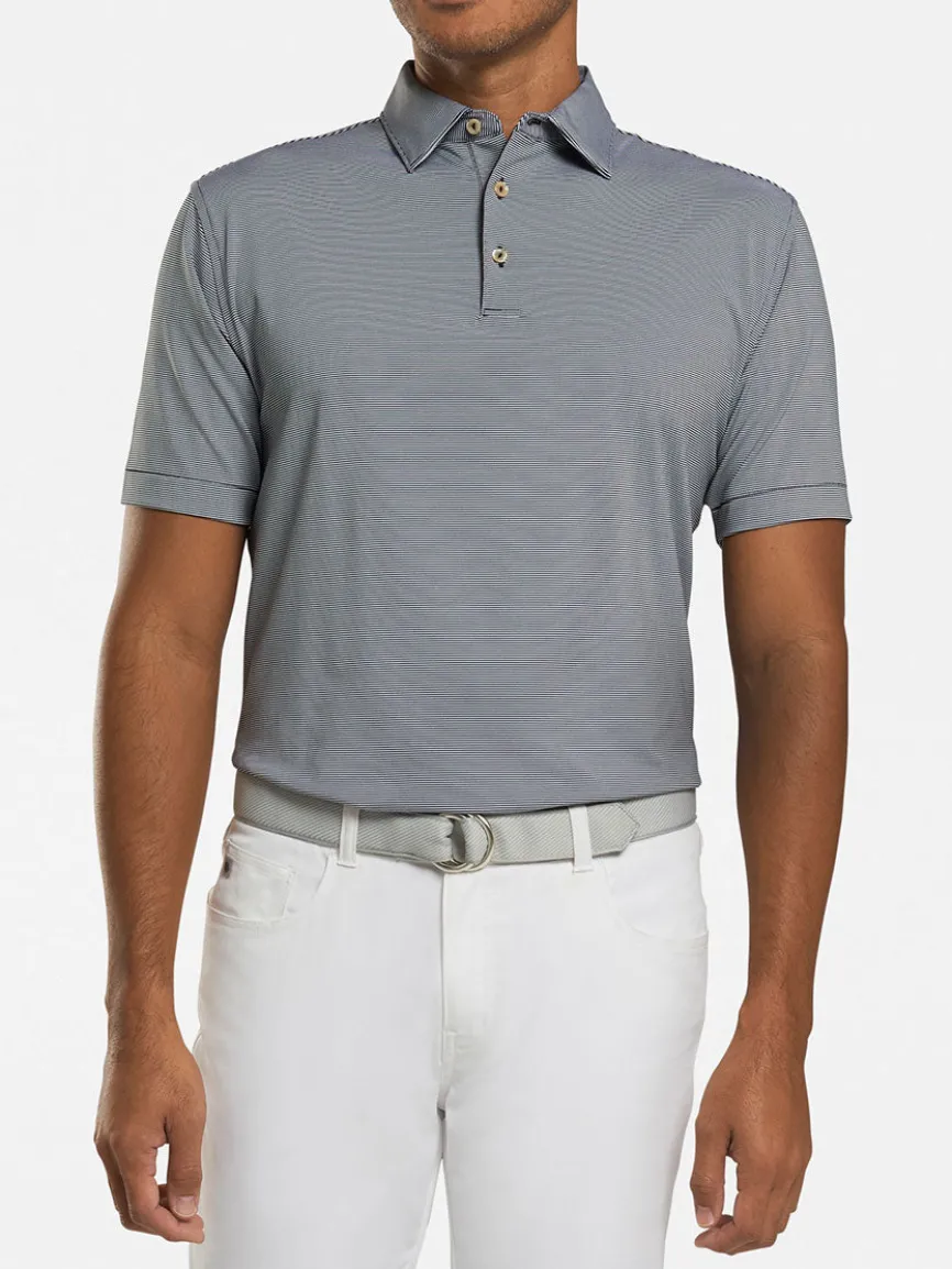 Peter Millar Jubilee Stripe Performance Polo in Black
