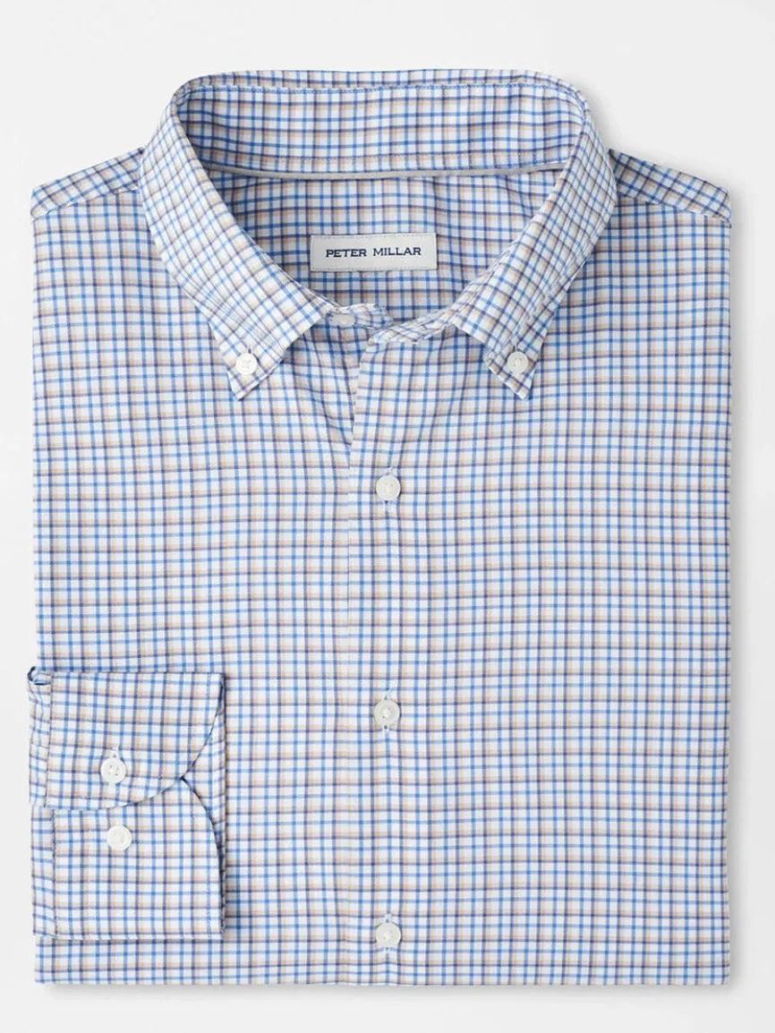 Peter Millar Julian Crown Lite Cotton-Stretch Shirt in Evening Tide
