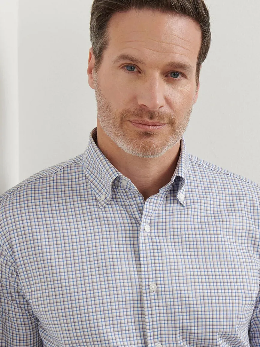 Peter Millar Julian Crown Lite Cotton-Stretch Shirt in Evening Tide