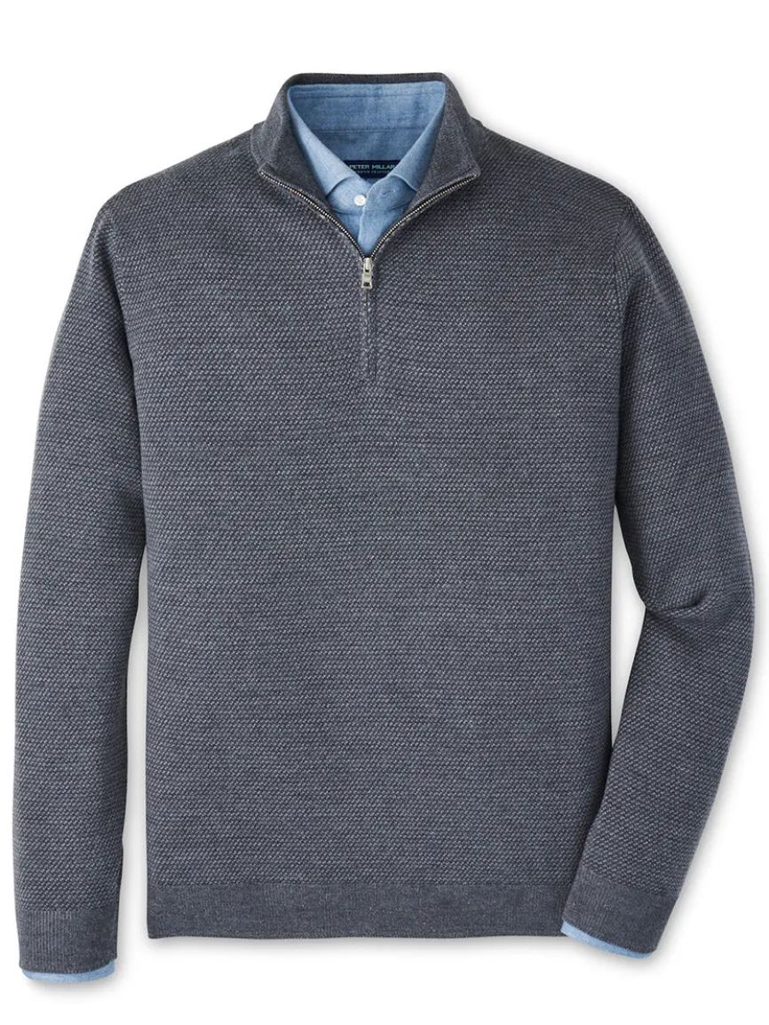 Peter Millar Keene Quarter-Zip Sweater in Charcoal