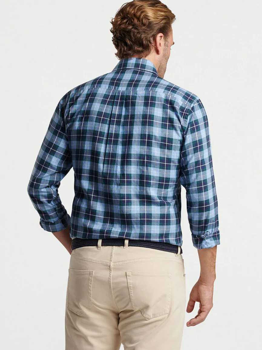 Peter Millar Langley Summer Soft Cotton Sport Shirt in Cottage Blue