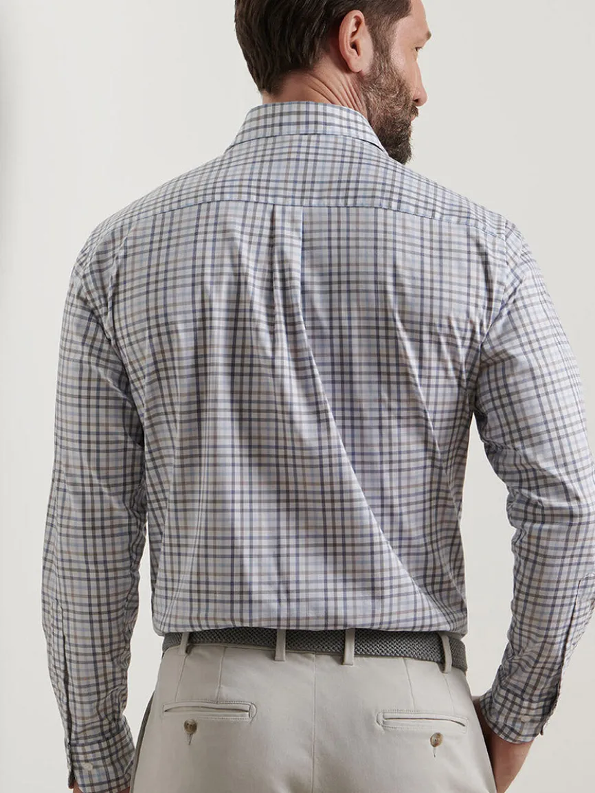 Peter Millar North Coast Crown Lite Cotton-Stretch Sport Shirt in Blue Haze