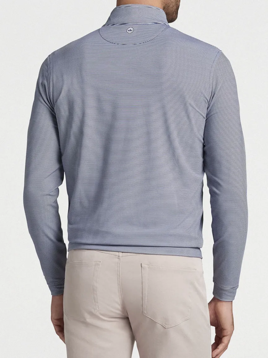Peter Millar Perth Sugar Stripe Performance Quarter-Zip in Navy/White