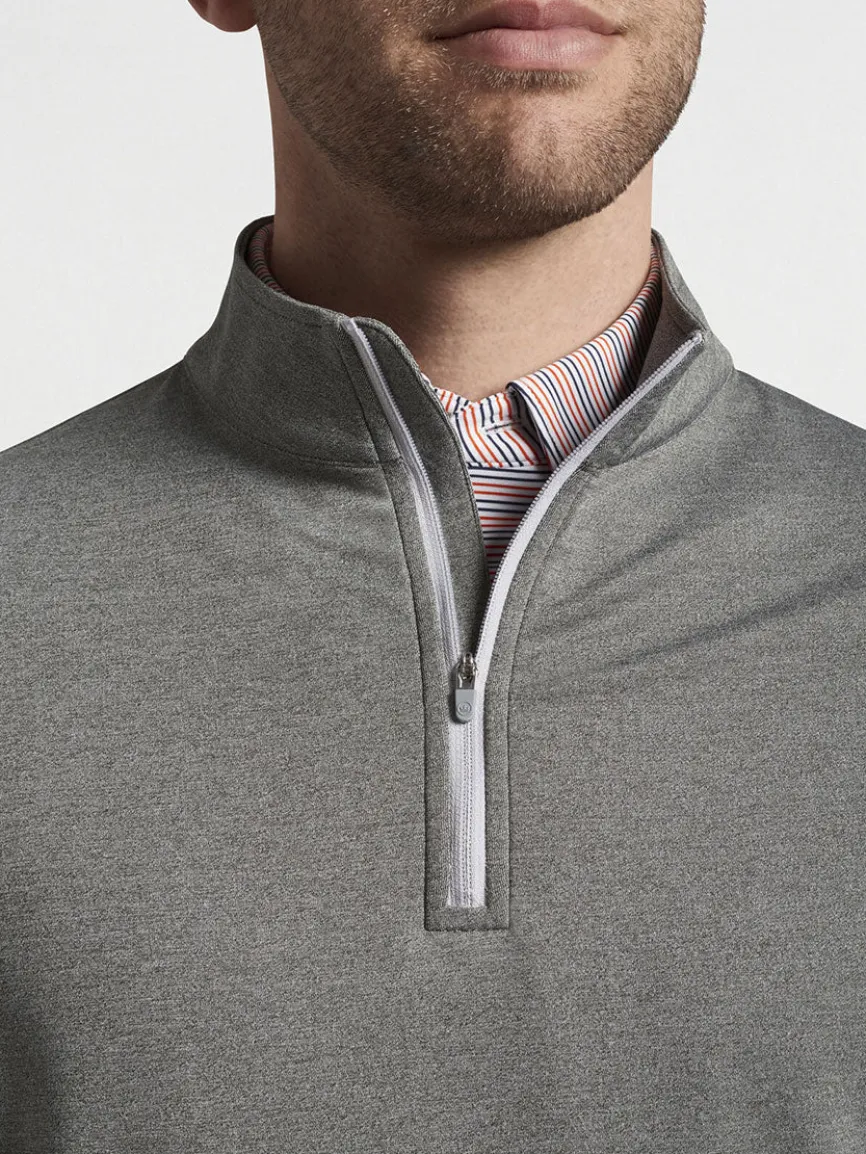 Peter Millar Perth Melange Performance Quarter-Zip in Smoke
