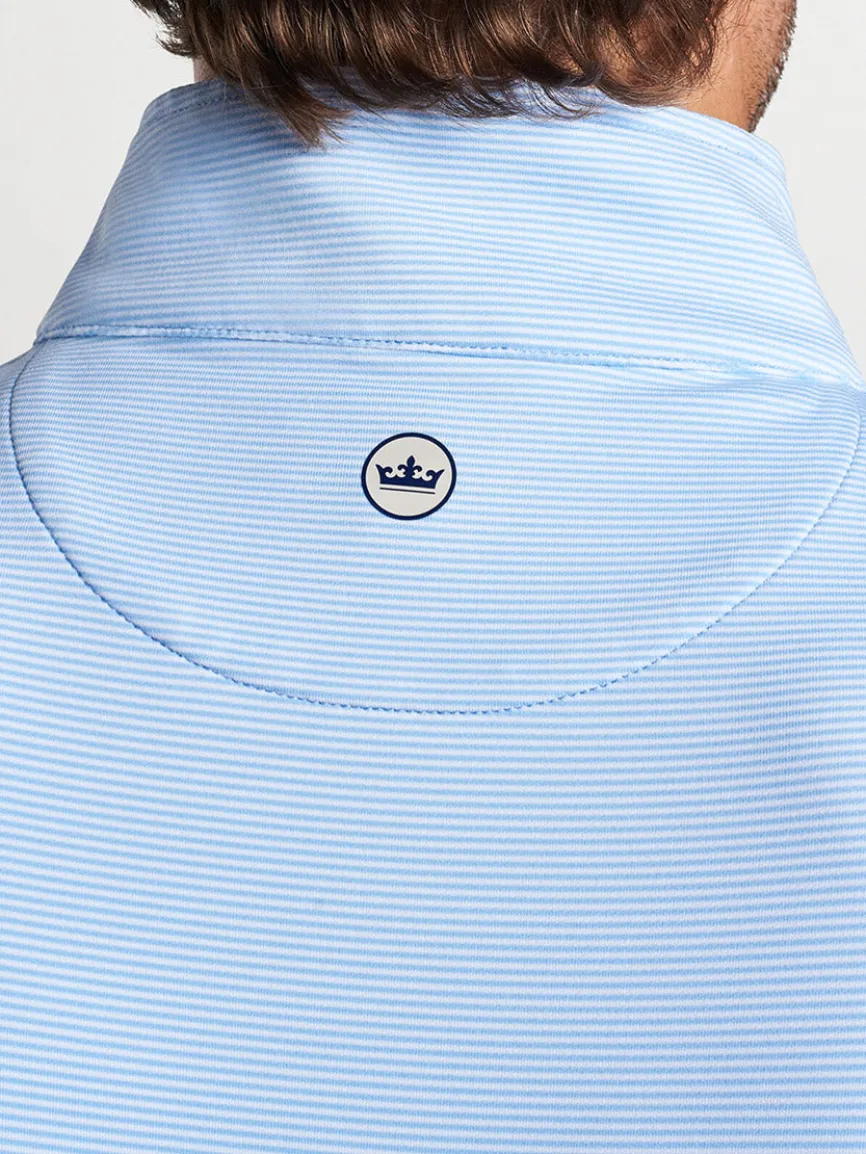 Peter Millar Perth Sugar Stripe Performance Quarter-Zip in Cottage Blue/White