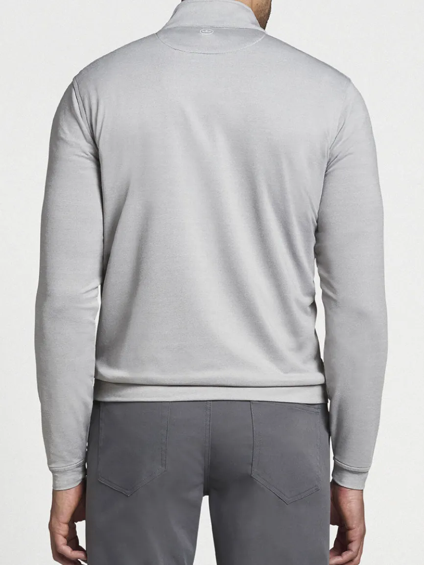 Peter Millar Perth Melange Performance Quarter-Zip in Gale Grey