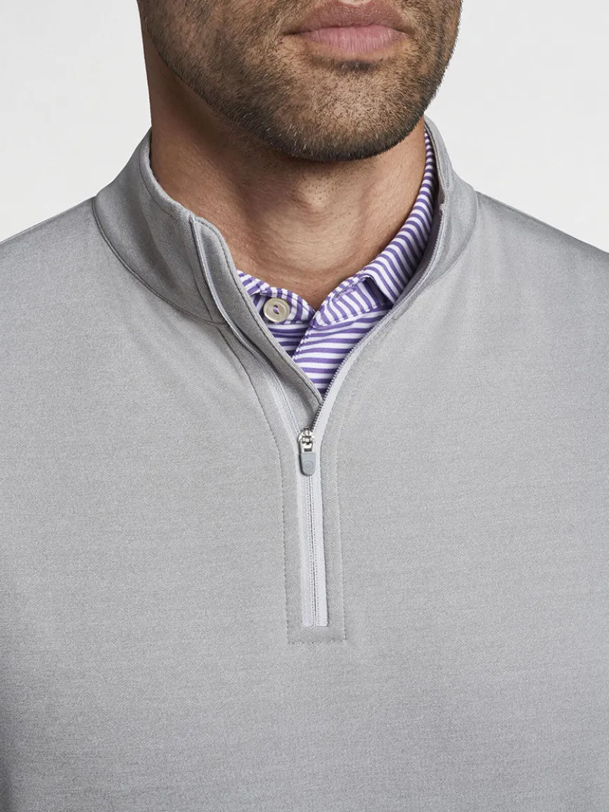 Peter Millar Perth Melange Performance Quarter-Zip in Gale Grey