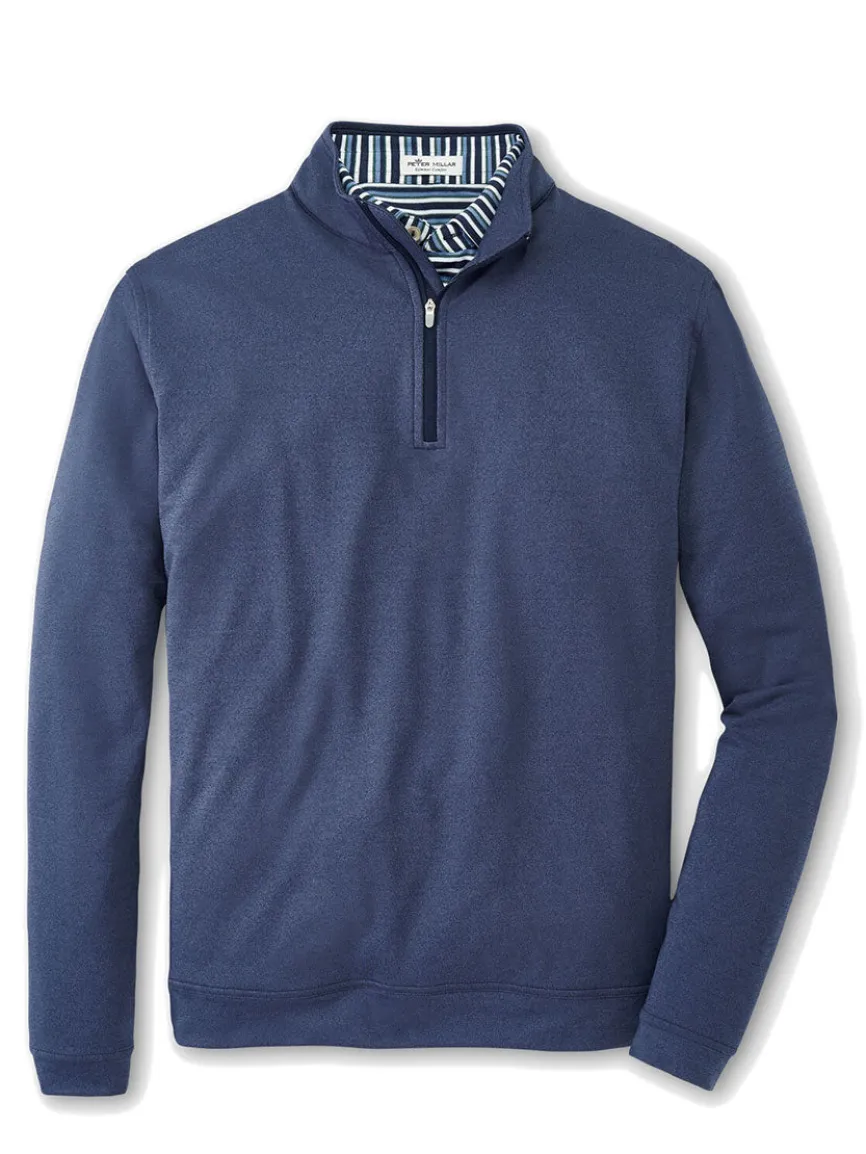 Peter Millar Perth Melange Performance Quarter-Zip in Navy