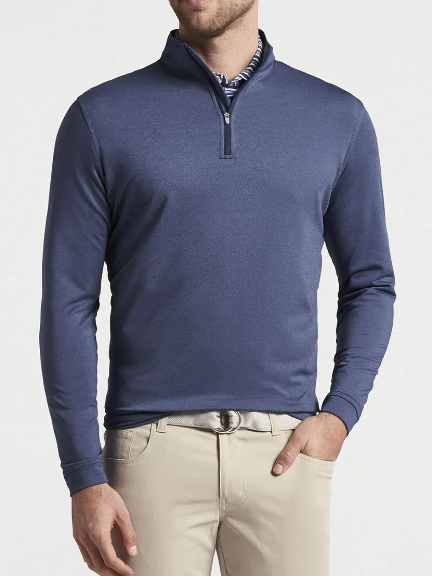 Peter Millar Perth Melange Performance Quarter-Zip in Navy