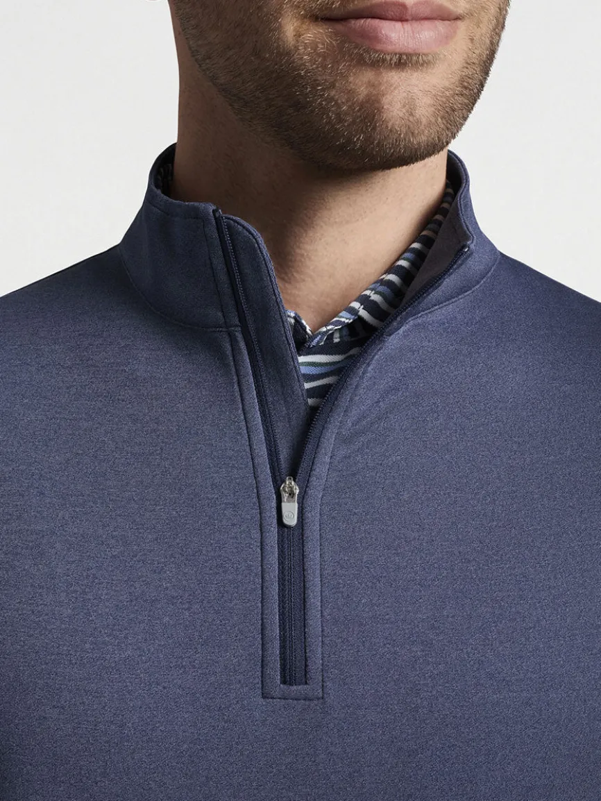 Peter Millar Perth Melange Performance Quarter-Zip in Navy