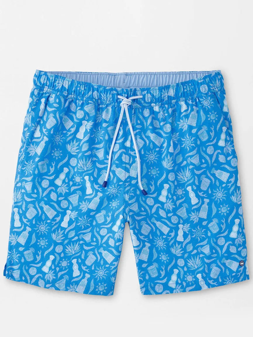 Peter Millar Saltwater Spirits Swim Trunk in Blue Macaw