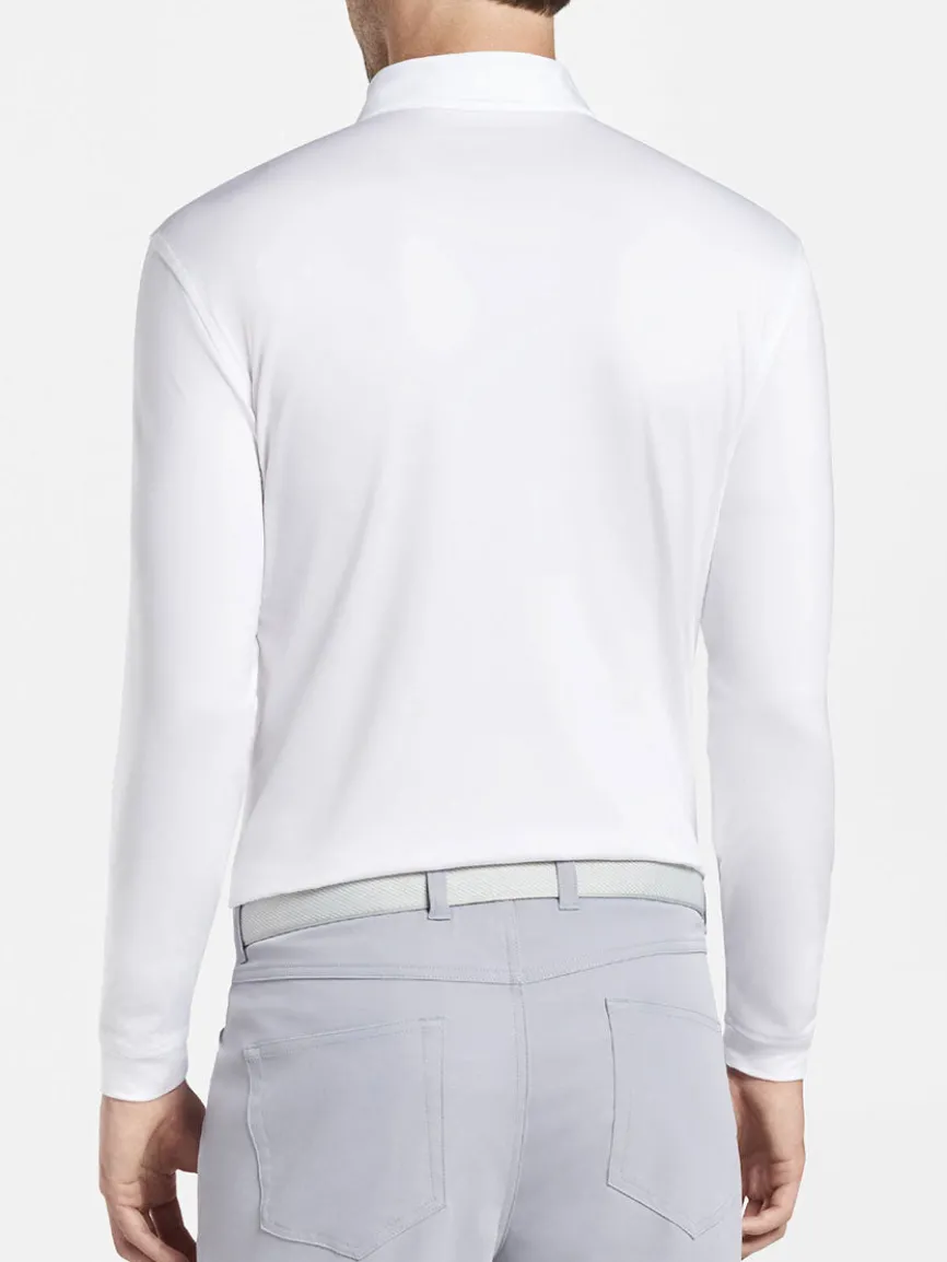 Peter Millar Solid Long-Sleeve Performance Jersey Polo in White