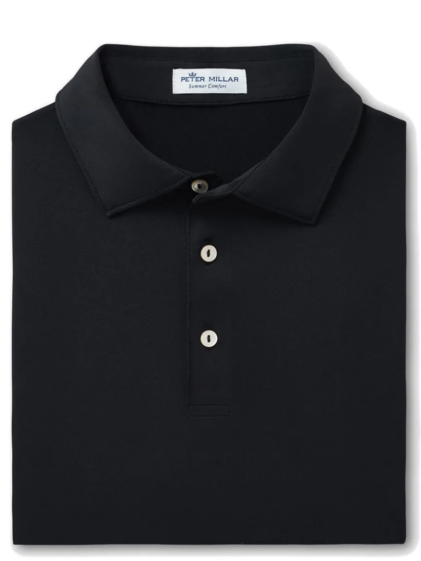 Peter Millar Solid Performance Jersey Polo in Black [Sean Self Collar]