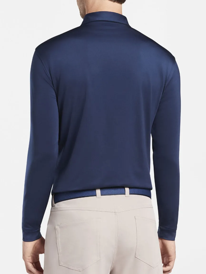 Peter Millar Solid Long-Sleeve Performance Jersey Polo in Navy