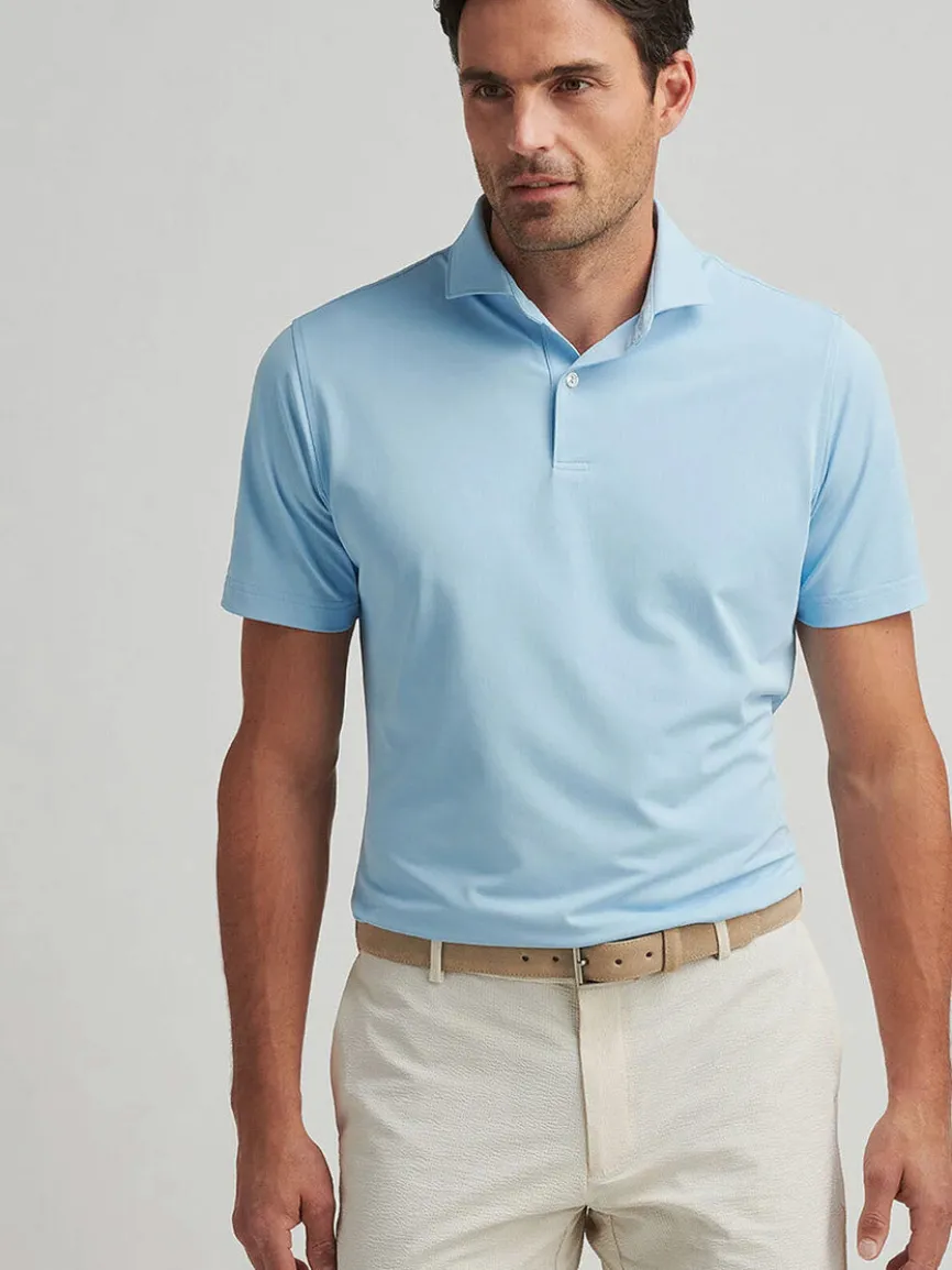 Peter Millar Soul Performance Mesh Polo in Blue Frost