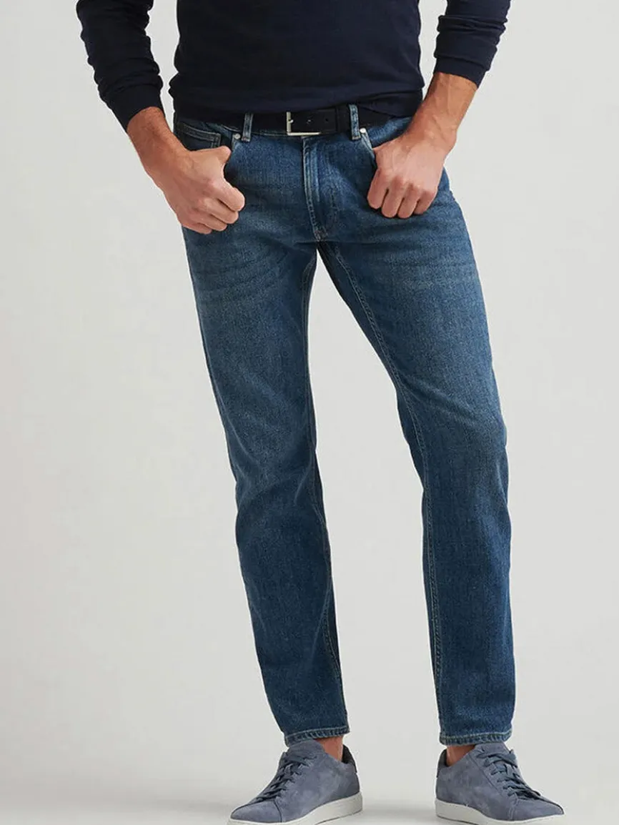 Peter Millar Vintage Washed Five-Pocket Denim in True Blue Wash