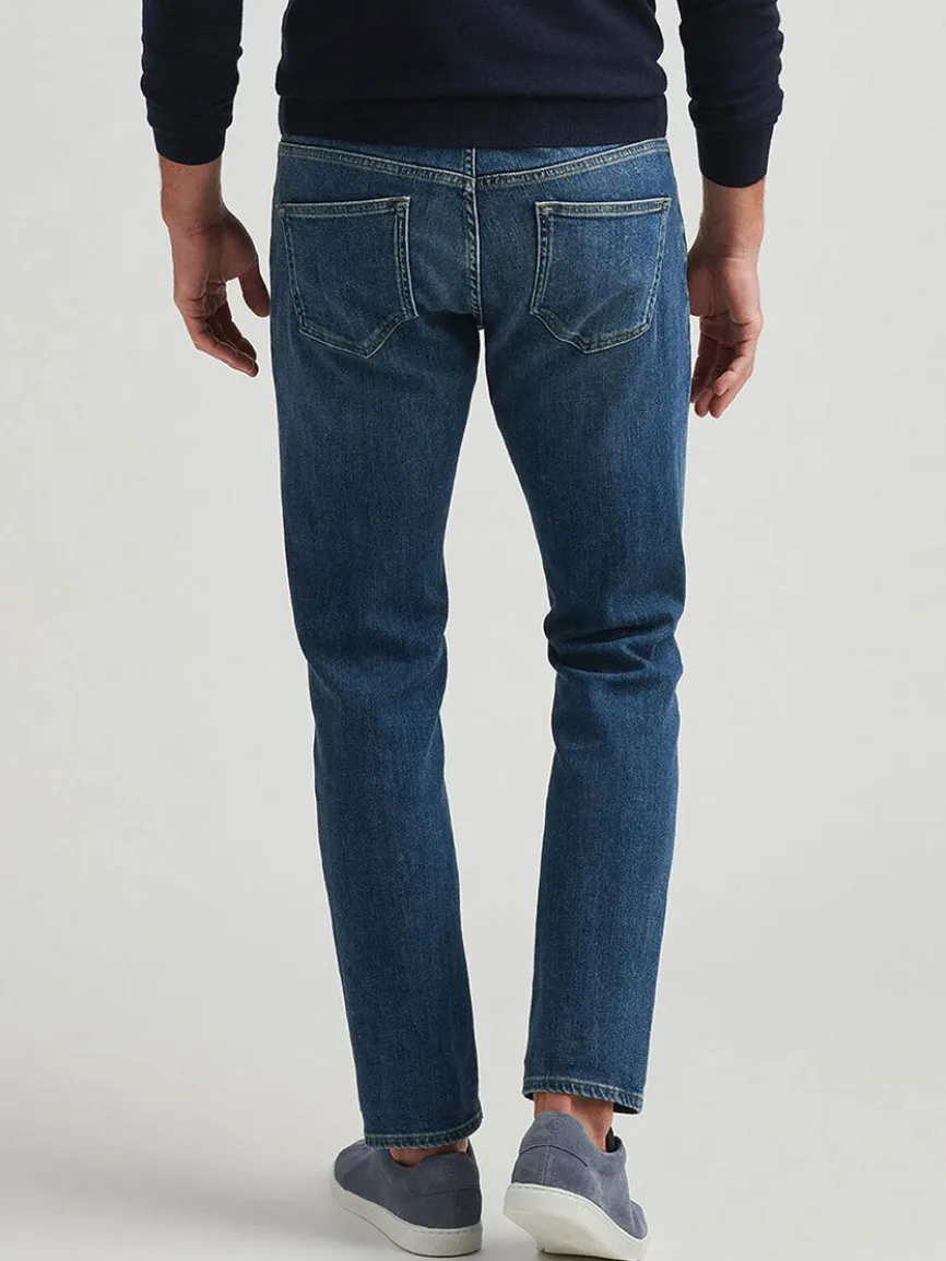 Peter Millar Vintage Washed Five-Pocket Denim in True Blue Wash