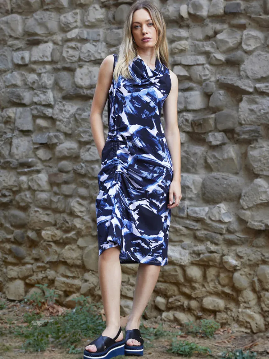 Porto Indira Ruched Dress in Shadow Shodo