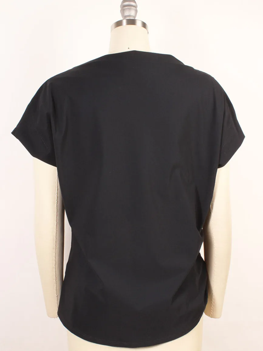 Porto Mondrian Ruched Sleeveless Top in Black