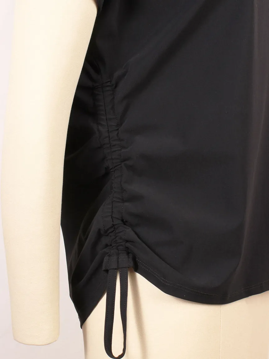 Porto Mondrian Ruched Sleeveless Top in Black