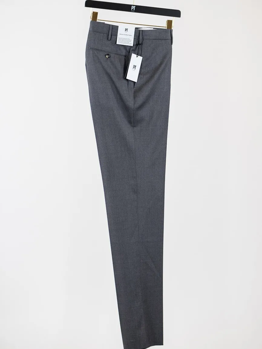 PT01 Estrato 120s Lux Wool Twill Trouser in Mid Grey Melange