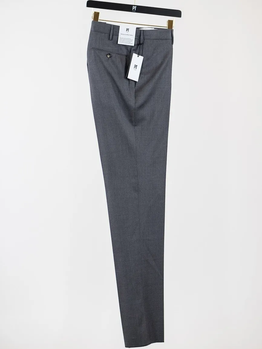 PT01 Estrato 120s Lux Wool Twill Trouser in Charcoal Melange