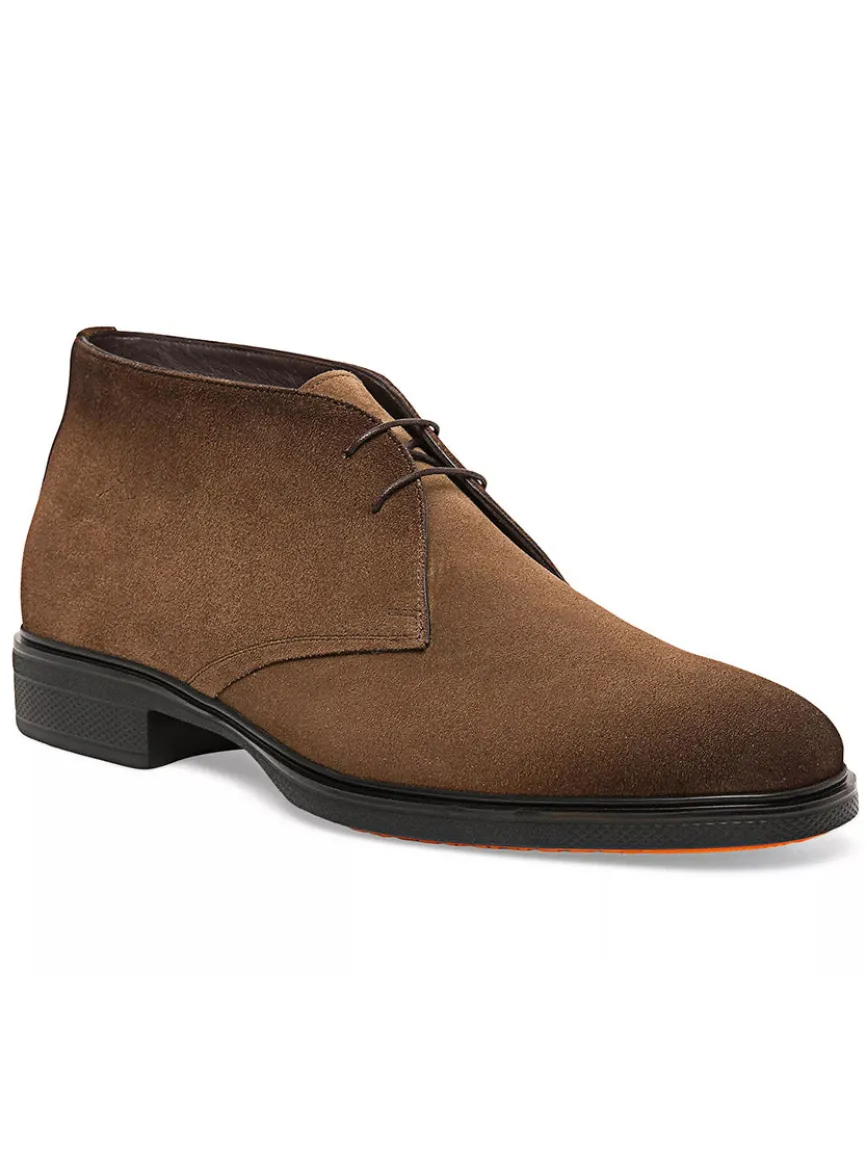 Santoni Easy Desert Boot in Brown Suede