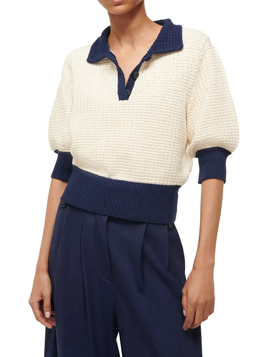 STAUD Altea Sweater in Ivory/Navy