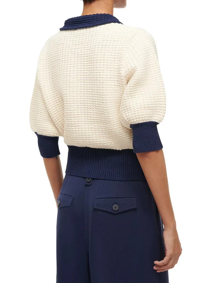 STAUD Altea Sweater in Ivory/Navy