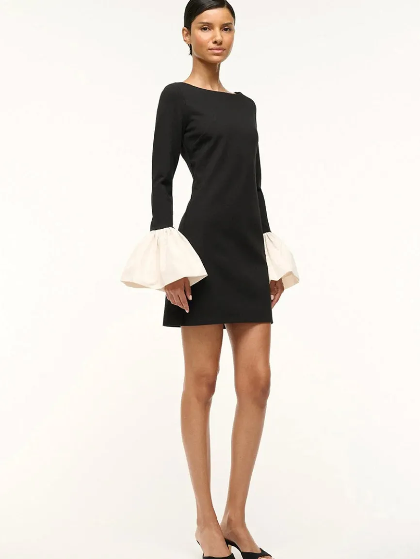 STAUD Hawthorne Dress in Black/Ivory