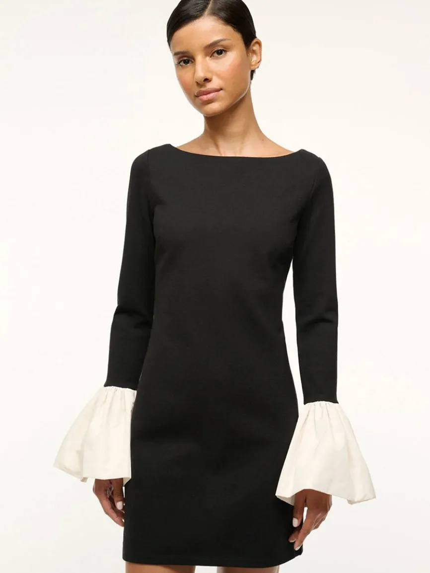 STAUD Hawthorne Dress in Black/Ivory